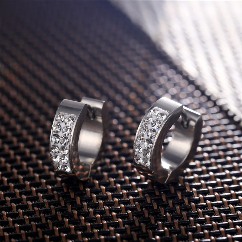 1 Pair Punk Men/Women Small Ear Circle Earrings Stainless Steel Piercing Ear Buckles Heart Round Hoop Earring Gothic Jewelry