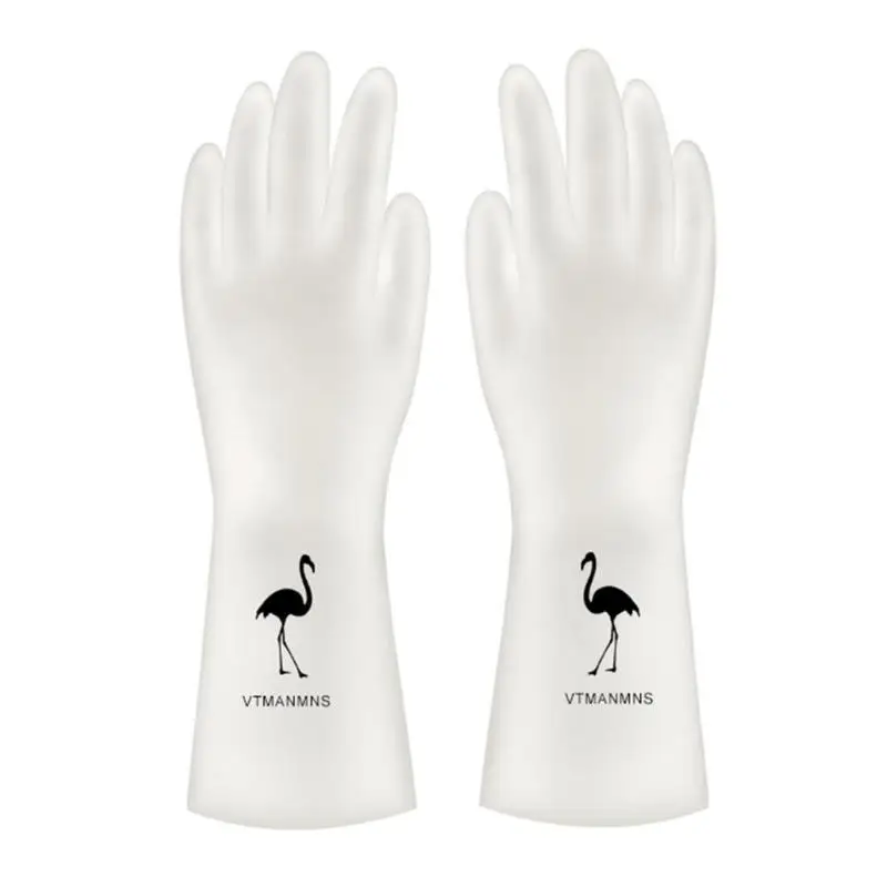 Flamingo ПВХ длинные тонкие кухонные перчатки для мытья посуды, бытовая Уборка Пыли - Цвет: Flamingo