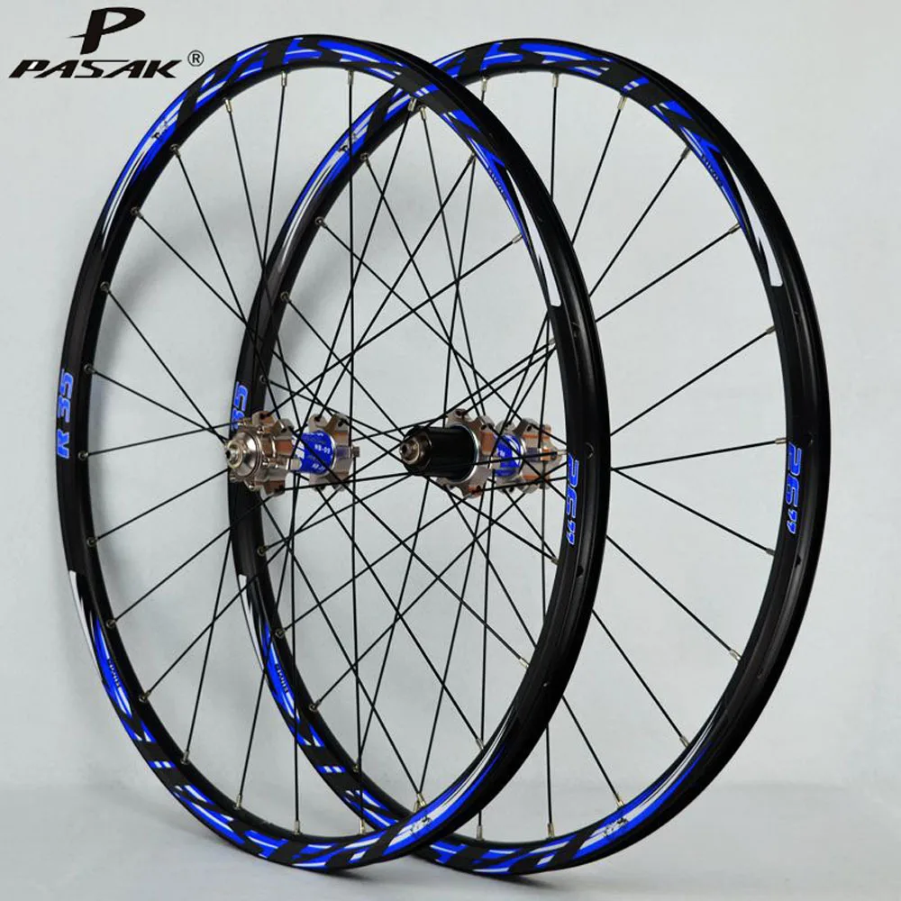 

Pasak Mtb Wheelset 26 27.5er Smooth Bearing Front 2 Rear 4 Alu Rims 24 Holes Straight Pull Disc Brake Reflective Night Light