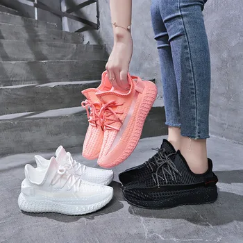 

Spring and autumn Casual Women's shoes Fashion Ladies flat Sneakers Fabric Tennis Shoes New Knitted Breathable Walking Shoes