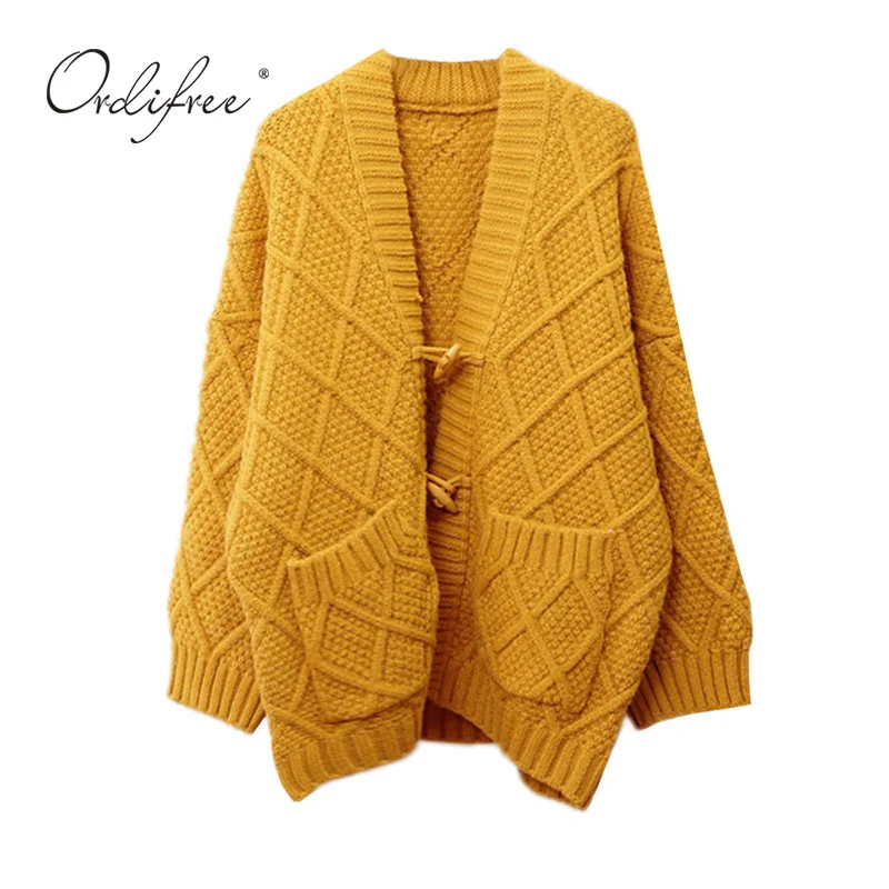 Ordifree Pull Femme осенне-зимний женский вязаный кардиган повседневная одежда пальто Overszied свитер кардиган рождественский джемпер