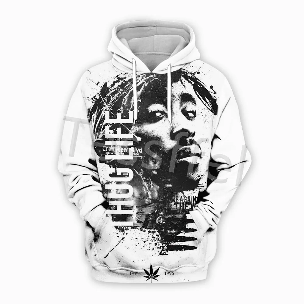 Модный повседневный Свитшот унисекс в стиле хип-хоп с 3D-принтом рэппера 2pac и