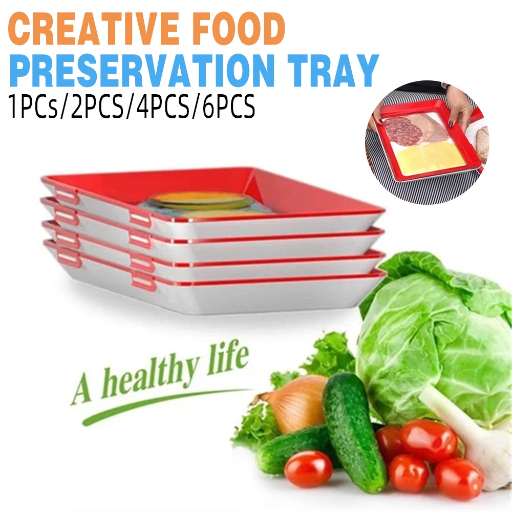 

Dozzlor Tray Creative Food Plastic Preservation Tray Kitchen Food Storage Container Set Food Fresh Storage Microwave Cover 2019