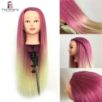 

Top Hairdressing Mannequin Head Training Color Hair Styling Cosmetology Rose Green + Free Clamp