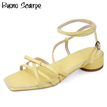 

Sexy Narrow Band Women Summer Sandals Butterfly Knot Leather Sandalias Mujer Ankle Belt Buckles Heel Sandals Narrow Band Shoes