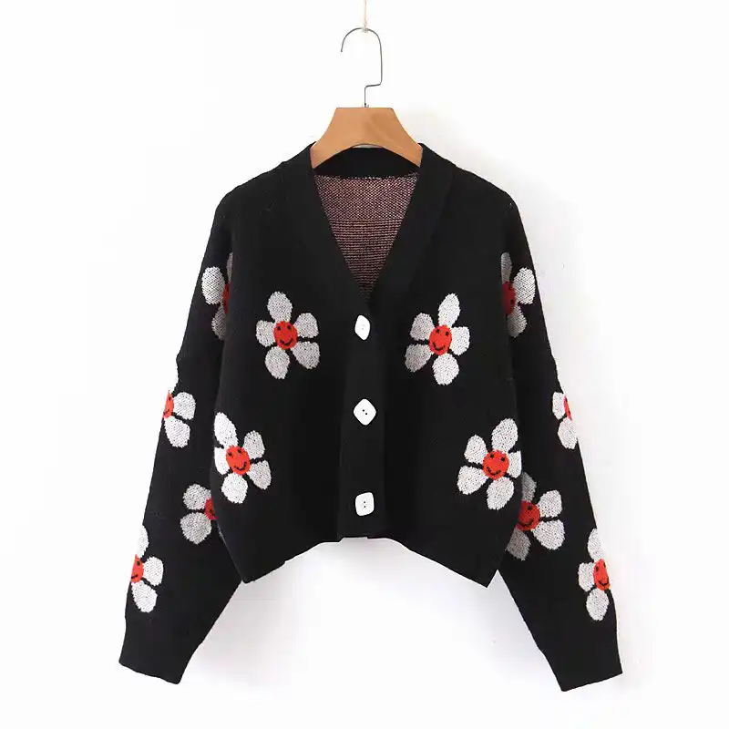 v neck knitted cardigan