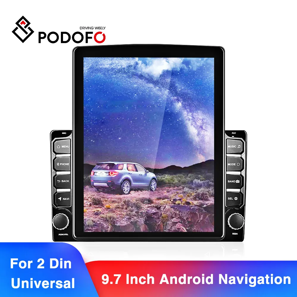 Автомагнитола Podofo 2 Din 9 7 дюйма Android HD 2.5D MP5 GPS навигация Wi Fi FM
