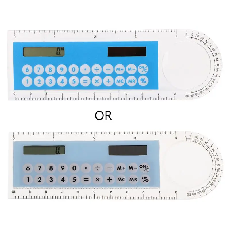Красочные студенческие линейки Мини Портативный солнечной энергии калькулятор офисные канцелярские принадлежности