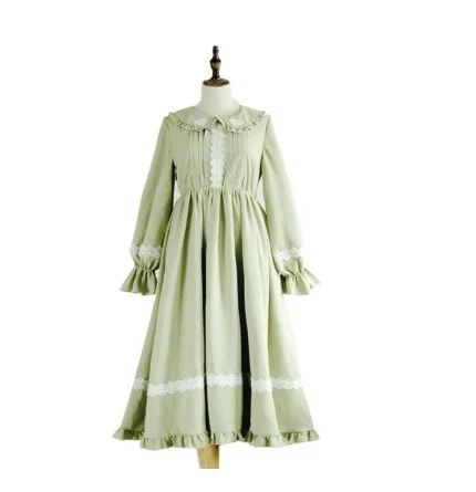 dress-headwear Дворцовое милое платье принцессы в стиле Лолиты; винтажное кружевное платье с бантом и воротником в стиле Питера Пэна; платье с высокой талией в викторианском стиле; kawaii; готическая одежда в стиле Лолиты для девочек - Цвет: dress-headwear