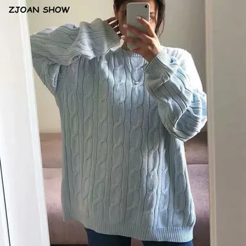 

2020 Retro French Women Knitting Striped Twist Oversized Sweater Loose Pullovers Knitwear Casual Long sleeve Jumper Tops