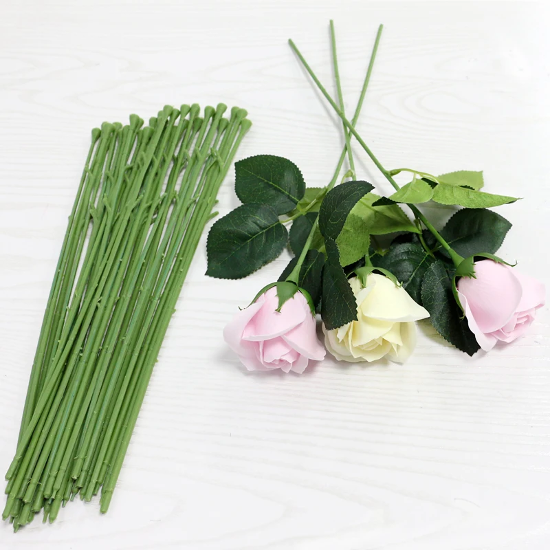 JAROWN 40Pcs Flower Stub Stems Paper Green Floral Tape Iron Wire Artificial Flower Stub Stems DIY Craft Decor Soap Flowers Stem (4)