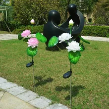 Светодиодный солнечный элегантный лампа в форме лотоса наружный симулятор фонарь свайный полюс Газон лампа домашнее украшение двора, сада