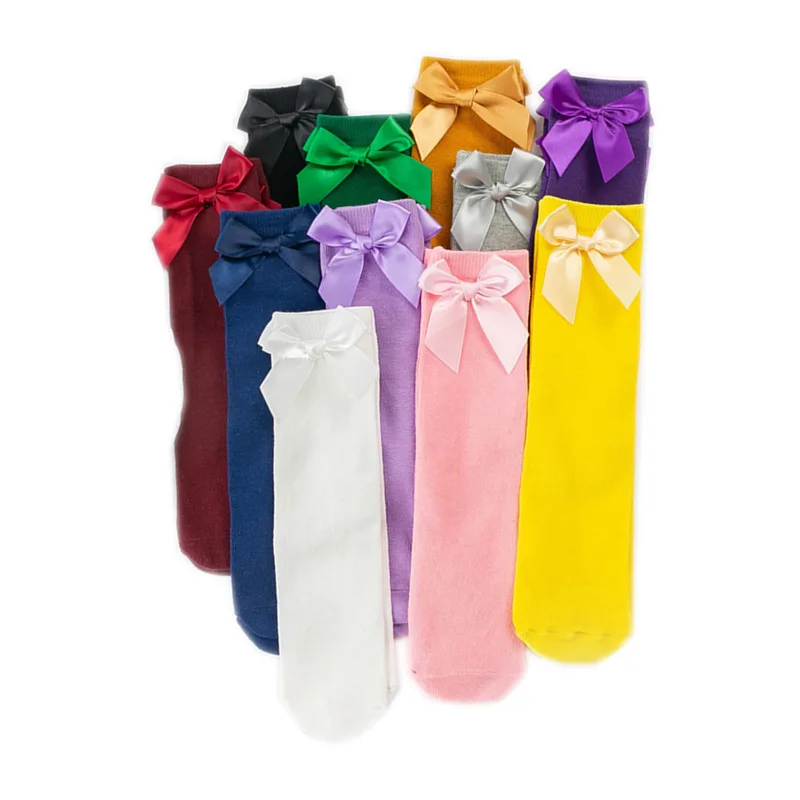 Spanish Baby Long Tube Socks Autumn Winter Children Cotton Sock For Girls Knee High Sock Big Bows Kids Floor Socks 2-8Years cotton socks cotton knee socks children socks
