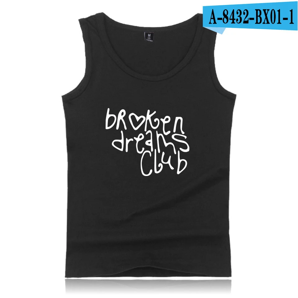black Broken Dreams клуб печати Для мужчин с О-образным вырезом топы весна лето Харадзюку Повседневное модные спортивные без рукавов жилет, распродажа - Цвет: black