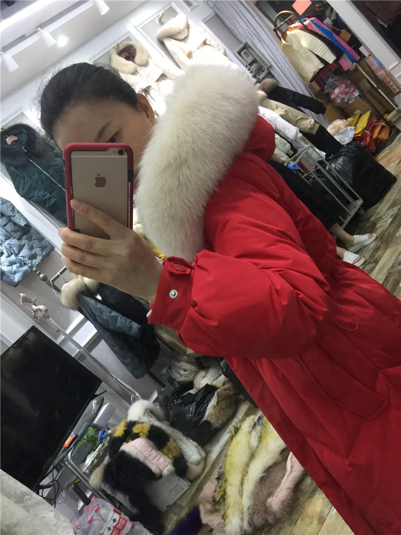 Dongdaemun стиль корейский стиль пуховик женский длинный приталенный белый утиный пух пальто