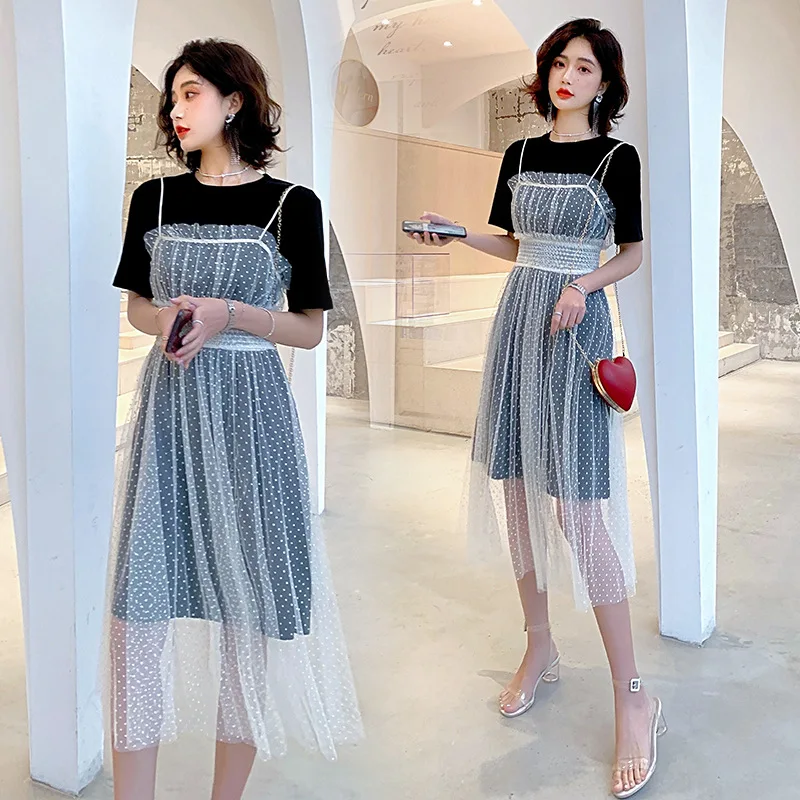 

Very Fairy of France Non-mainstream Dress Summer 2019 New Style Popular WOMEN'S Dress French Retro Gauze Camisole Skirt