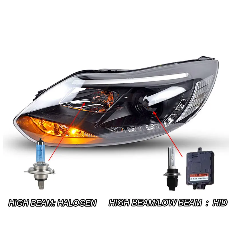 HID Автомобильный Стайлинг чехол для Ford focus головной светильник s 2012- Ford focus головной светильник светодиодный светильник бар DRL Q5 bi xenon объектив h7 xenon - Цвет: HID