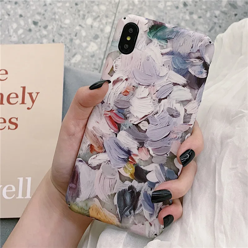 Художественный Твердый чехол для телефона с масляным рисунком iphone 6 7 8 6s X XR