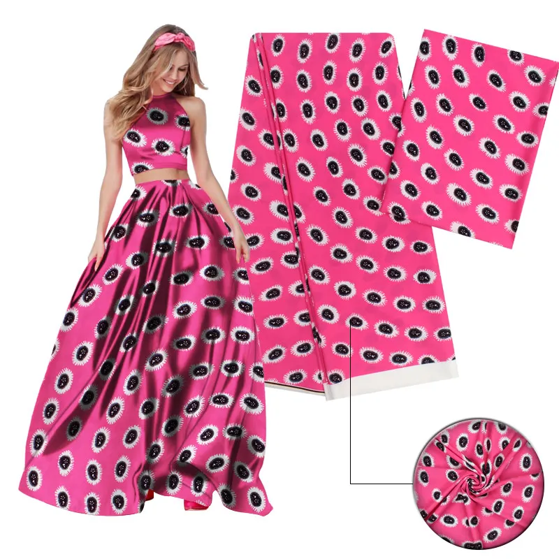 Имитация шелковой ткани цифровая печатная ткань Анкара Африканский Воск узор 4 ярдов audel ткань+ 2 ярдов шифон для платья