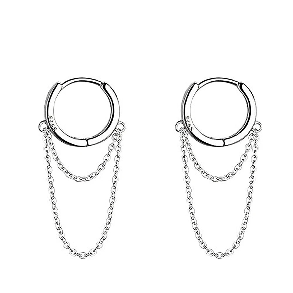 

Chain Hoop Earrings For Women Girls S925 Silver 2020 Fashion Korean Kpop Chain Dangle Earrings Xmas Birthday Gift for Men Boys
