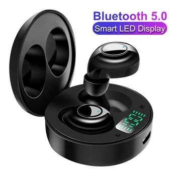

J1 TWS Wireless Earphones Bluetooth V5.0 LED Power Display Sport Headsets Stereo Sound Noise Conceling Cordless Mini Headphones