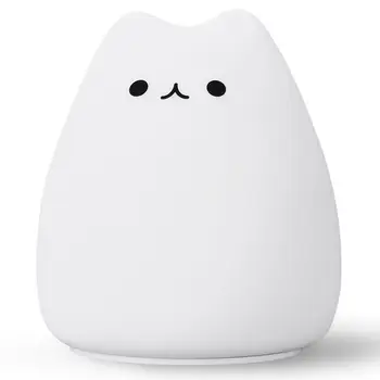 

Mini Cute Cartoon Cat Shaped Pat Light Lamp Soft Silicone Nightlight For Kids Toy Gifts Room Decor