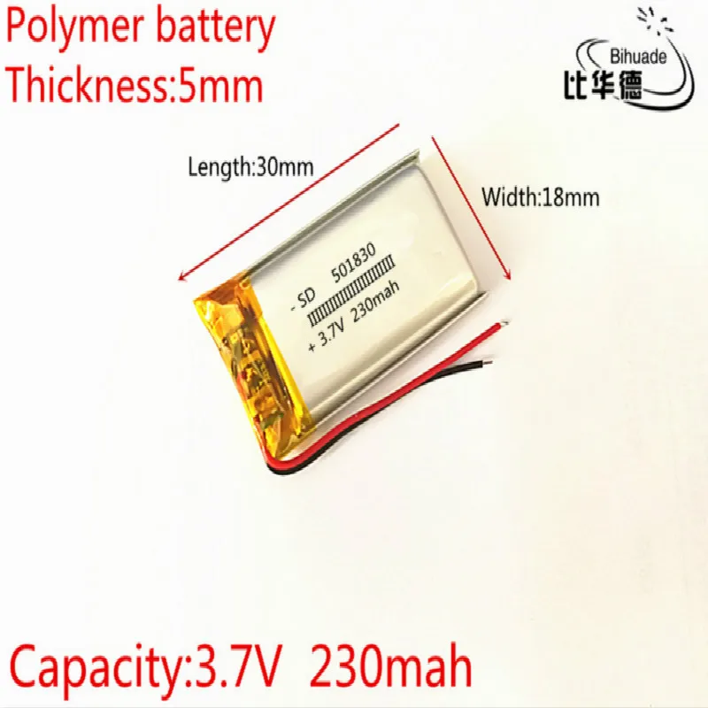 Маленький размер 3,7 v 230mah аккумулятор/литий-полимерный аккумулятор SD 501830