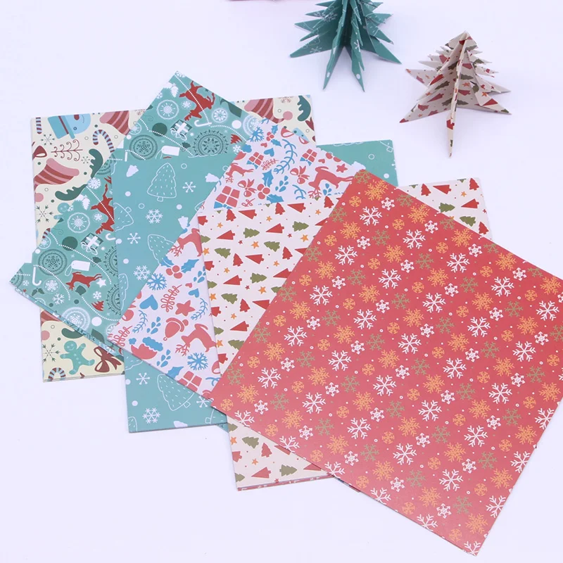 15X15 см разноцветная Рождественская бумага крафт бумага для складывания оригами Санта Клаус сосна узорная бумага s DIY подарок для детей