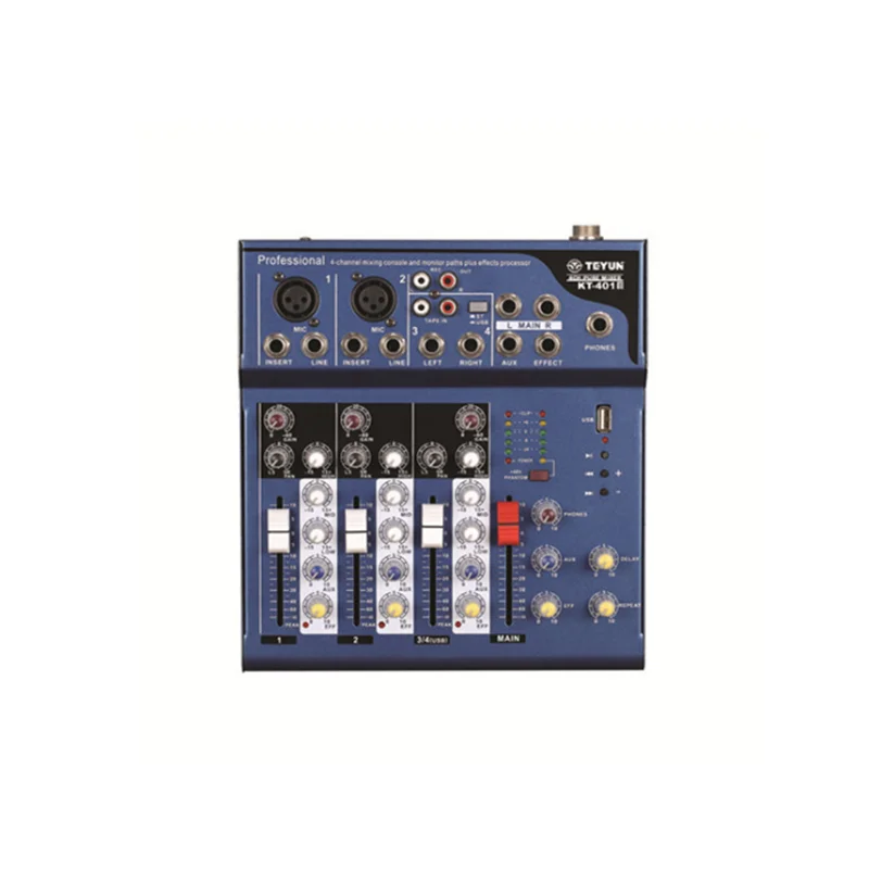 4 канала USB аудио караоке микшер консоль DJ микшер с 48 В фантомное питание MP3 XLR USB предусилитель для KTV Вечерние