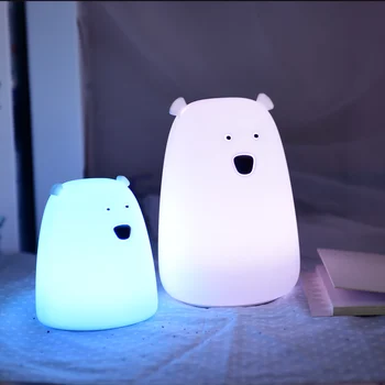 

Silicone Night Light Bedside Lamp Bear Color Light Children Cute Night Lamp Bedroom Kid Light Gift Pressure reducing toy