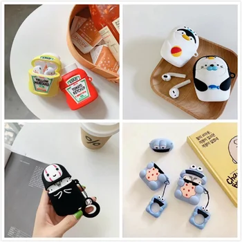

TPU Earphone Case For Airpods Case Cute Anime Cat Silicone Duck Protector Cover For Apple Air pods Case Earbuds Cover Ring Strap