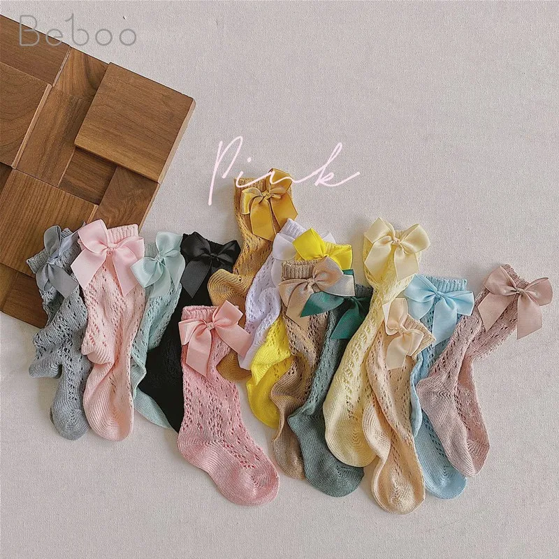 

Children's Socks Summer Baby Girls Cute Bowknot Princess Style Socks Fashion Korean Thin Cotton Mesh Middle Tube Socks For Girl