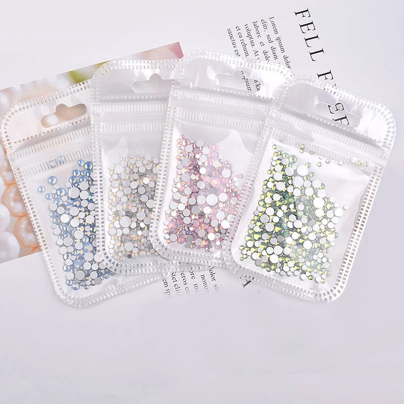 

4 Colors Choosen 3D Nail Art Decorations Crystals DIY Nail Art Opal Jelly Pink White Flat Bottom Nail Rhinestones Nail Ornament