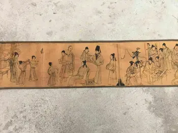 

China old painting calligraphy long scroll painting Night Banquetscroll