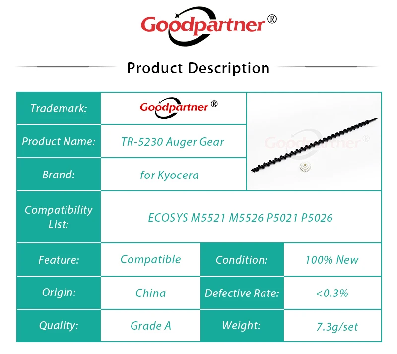 trado de limpeza da correia de transferência engrenagem para kyocera ecosys