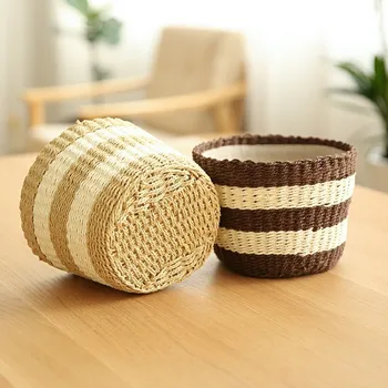 

Element Write Concise Spelling Color Stripe Accept Basket Japanese Zakka Wind Sundries Desktop Cabinet Accept Box Accept Basket