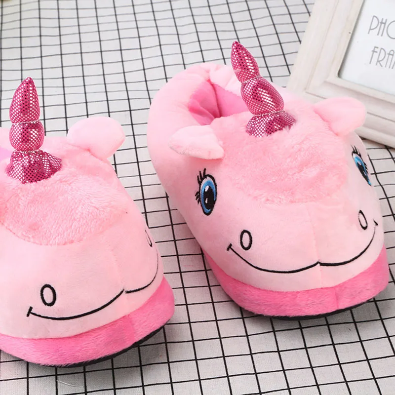 Милые зимние домашние тапочки; Chausson Licorne; Розовая обувь; женские тапочки с единорогом; Pantuflas Unicornio Pantoufle; Тапочки