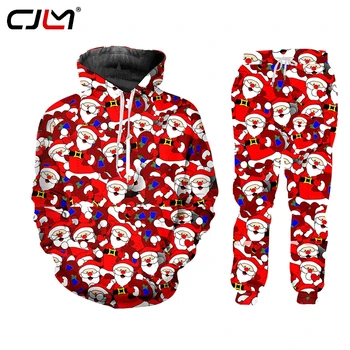 

CJWI Casual Streetwear And Pants Christmas Halloween 3d Zip Hoodie 2-piece set Hoodie Pullovers Men/Women Tracksuit Custom