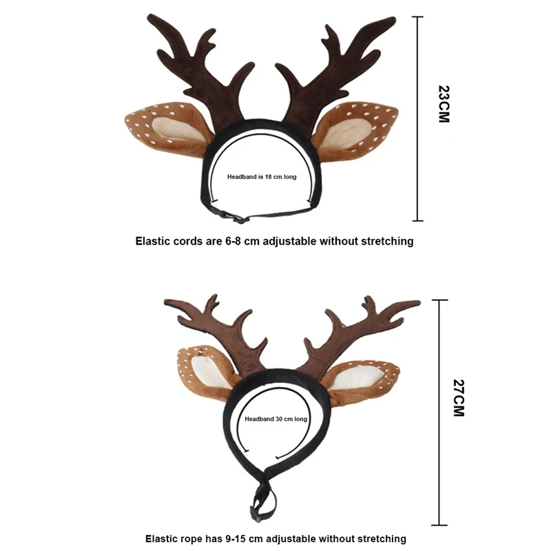 Милая Рождественская повязка на голову для домашних животных, шапка с рогом оленя, костюм для собак, щенков, кошек, косплей, вечерние головные уборы, кепки, шапка для домашних животных, регулируемая шапка с лосем, обруч для волос