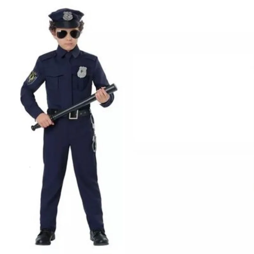 kids costume Костюмы полицейских на Хэллоуин для взрослых, вечерние, карнавальные, полицейская форма для мужчин, армейский полицейский, косплей, комплекты одежды, вечерние, для выступлений - Цвет: kids costume