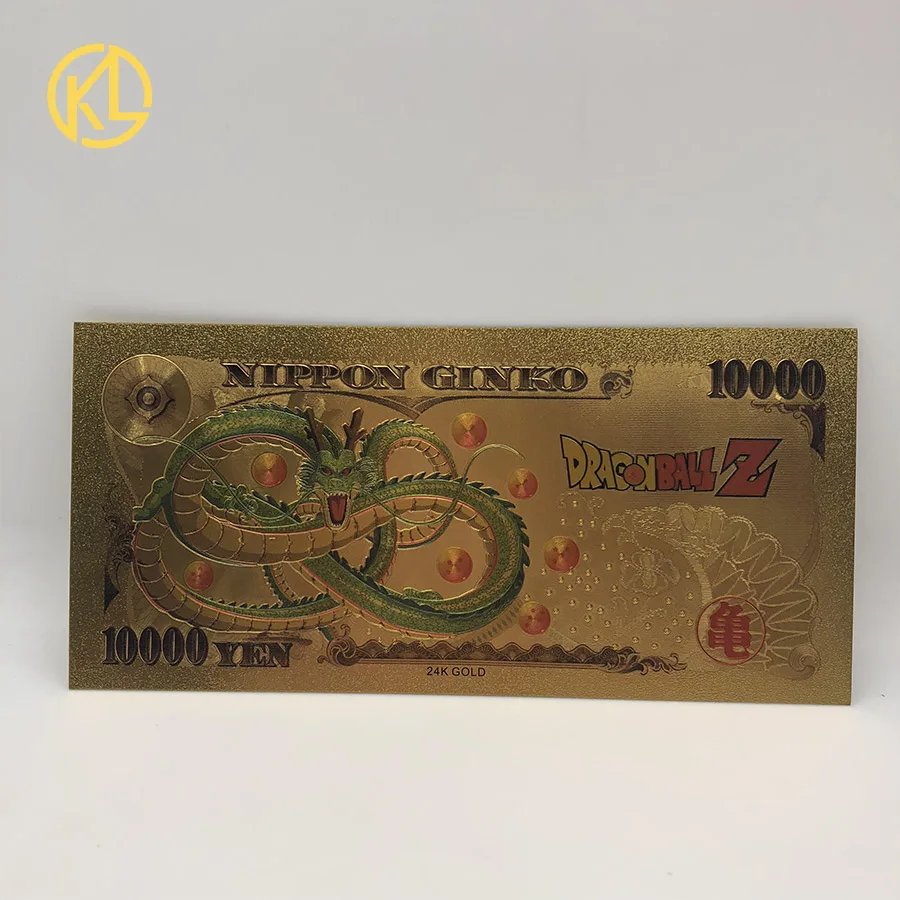 Япония Дракон мультфильм Broli сон Гохан Bejita 10000 Йен Золотая фольга Банкнота с COA рамкой для детей хороший подарок
