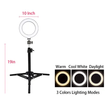 

10inch Ring Light with Stand - Rovtop LED Camera Selfie Light Ring fit for iPhone Tripod and Phone Holder for Video Photography