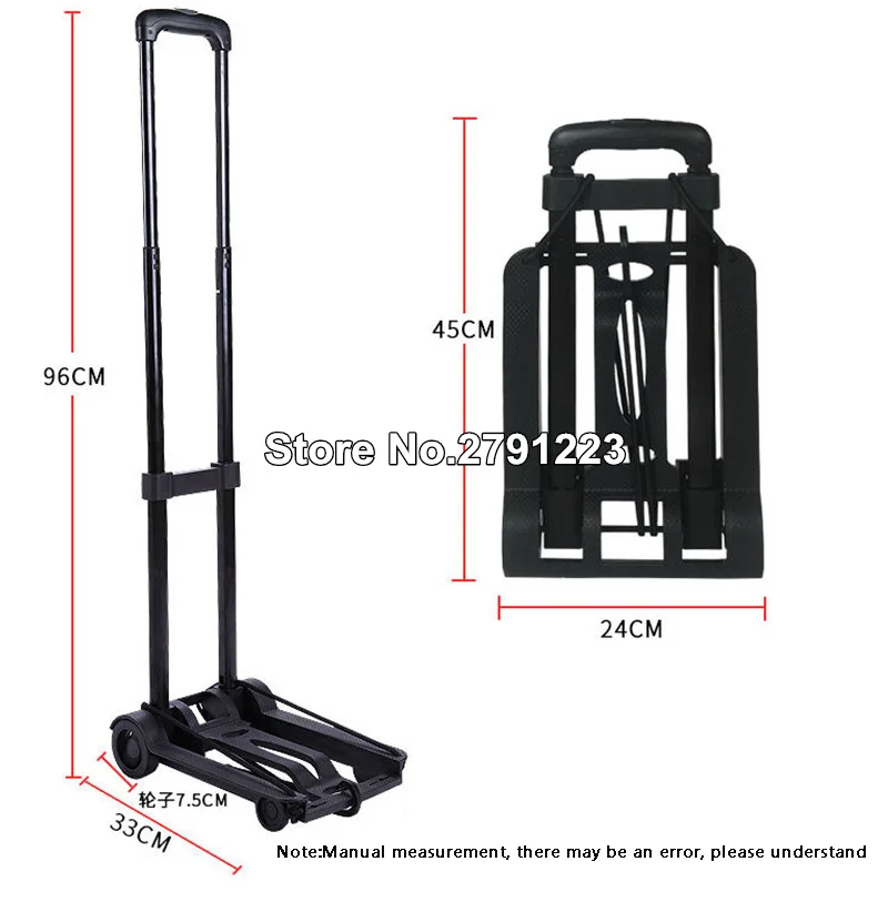 Portable Folding Luggage Travel Shopping Cart Lightweight Trolley Hand Truck Barrow Cart Home Foldable Wheel Trolley