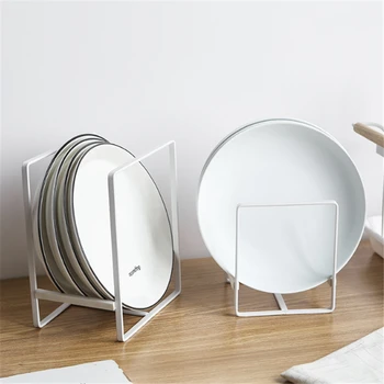 

Wrought Iron Plate Storage Rack Dish Tray Rack Shelf Kitchen Organizer Nordic Tableware Drain Rack Plates Holder Home Storage