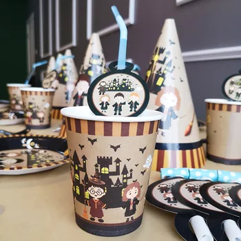 

Magician Happy Birthday Party Decorations Kids Plate Cup Straw Napkins Bags Disposable Tableware Baby Shower Event Party Set