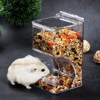 

Hamster Transparent Food Dispenser Feeder Samll Animal Food Bowl Safe Tasteless Pet Supplies Automatic Small Animals Feeding
