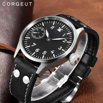 

Corgeut 17 Jewels Mechanical Hand Winding Watch Seagull 3600 Movement 6497 Fashion Leather Sport Luminous Man Luxury Brand Watch
