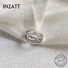 INZATT Настоящее 925 пробы Серебряное регулируемое кольцо с улыбающейся улыбкой для модных женщин, милое ювелирное изделие на день рождения, подарок