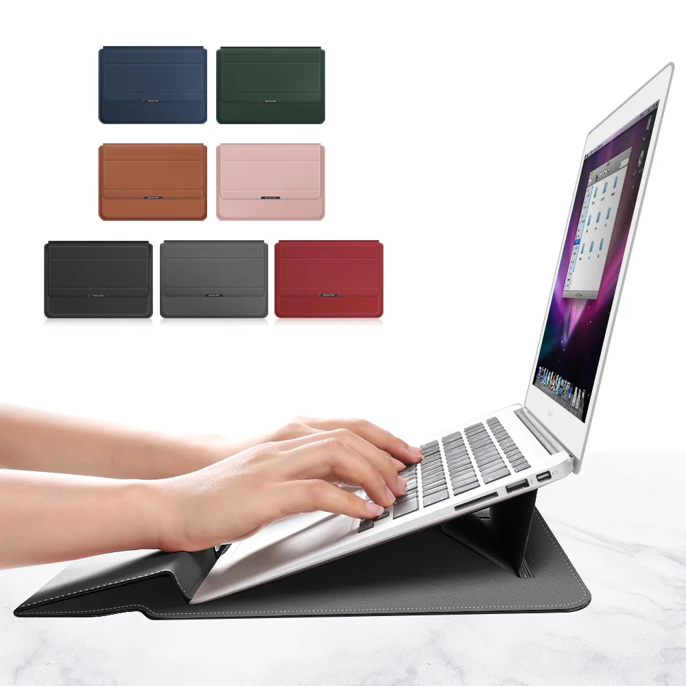 Enhanced Laptop Sleeve and Accessory Organizer with Foldable Stand & Wrist Rest Pad