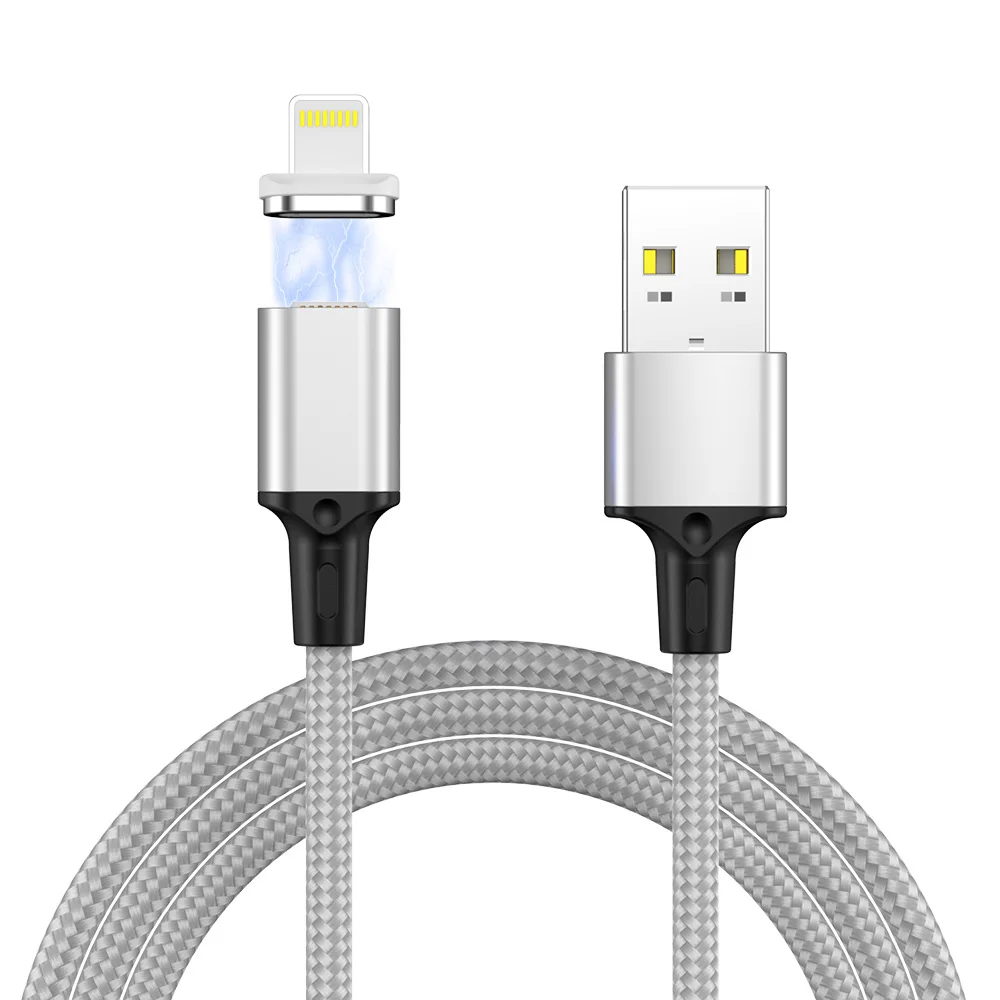 IPSY Магнитный Мобильный кабель для зарядки телефона 1 м QC3.0 Быстрая зарядка 3A 18 Вт Быстрая зарядка USB-Type C для Lightning iPhone Micro - Цвет: Silver For iPhone